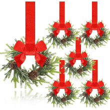 Mini-Weihnachtskränze mit Schleifen, 6er-Pack