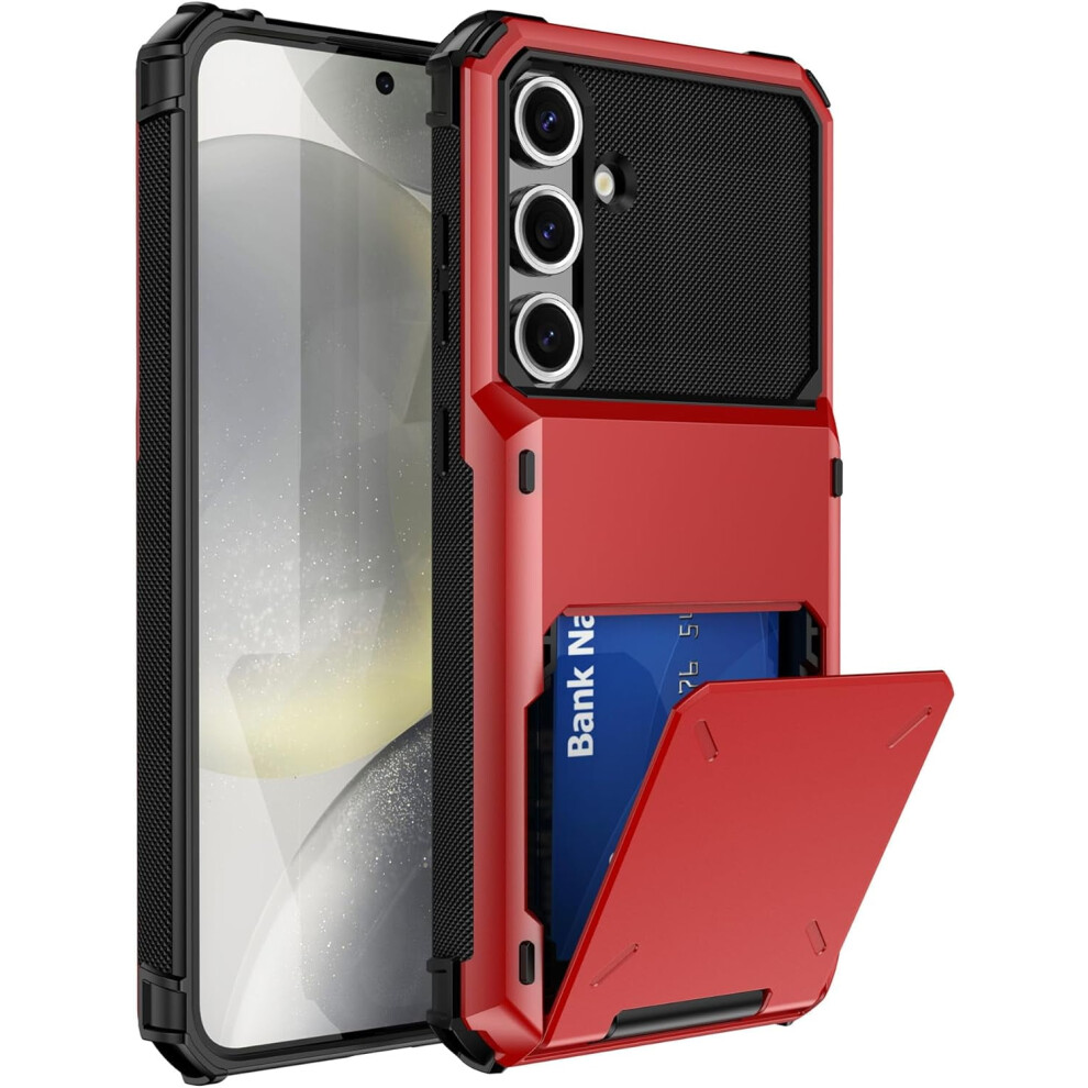 Galaxy A34 5G Flip Cover Case With Hidden Card Slot, Dual-Layer Shockproof Wallet Case – Compatible With Samsung Galaxy A34 5G (Red) Red 9402001279910