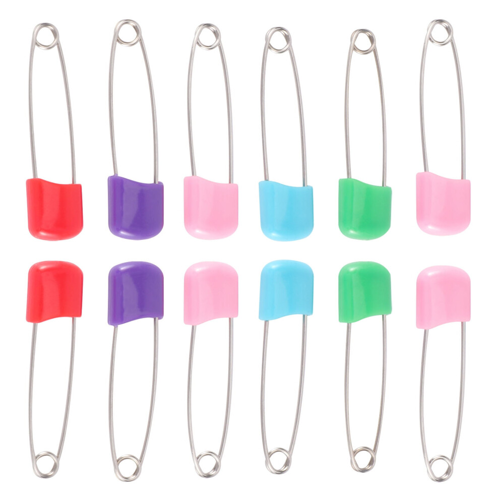 12Pcs Safety Pins for Daily Use Assorted Color Stainless Steel Diaper Fastening