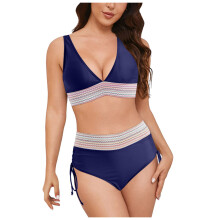Damen-Bikini-Oberteil mit tiefem Ausschnitt aus Seersucker