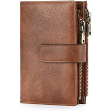 Womens Wallets Rfid Credit Card Holder with 2 Zipper Pockets, 3 ID Windows Ladies Purse Leather