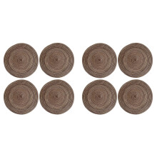 Set de 4 sets de table ronds tressés, 38 cm, lavables, antidérapants et résistants à la chaleur, en tissu naturel – Usage intérieur/extérieur