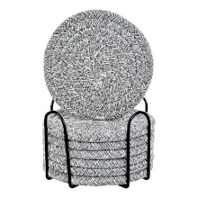 8 PCS Cotton Rope Placemat 8-piece Set With Stand Household Cotton Thread Dining Table Insulation Mat Mat Pot Mat(3.9"3.9",H)