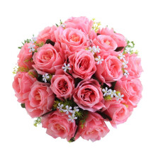 18 roses artificielles en soie, robustes, pour la décoration de la maison et des mariages, rose vif, 30 x 20 cm.