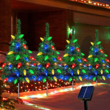4-Pack Solar Christmas Tree Lights, 80 Strawberry Bulbs, IPX4 Waterproof, for Outdoor Patio, Garden, Driveway & Festivals – Compatible with