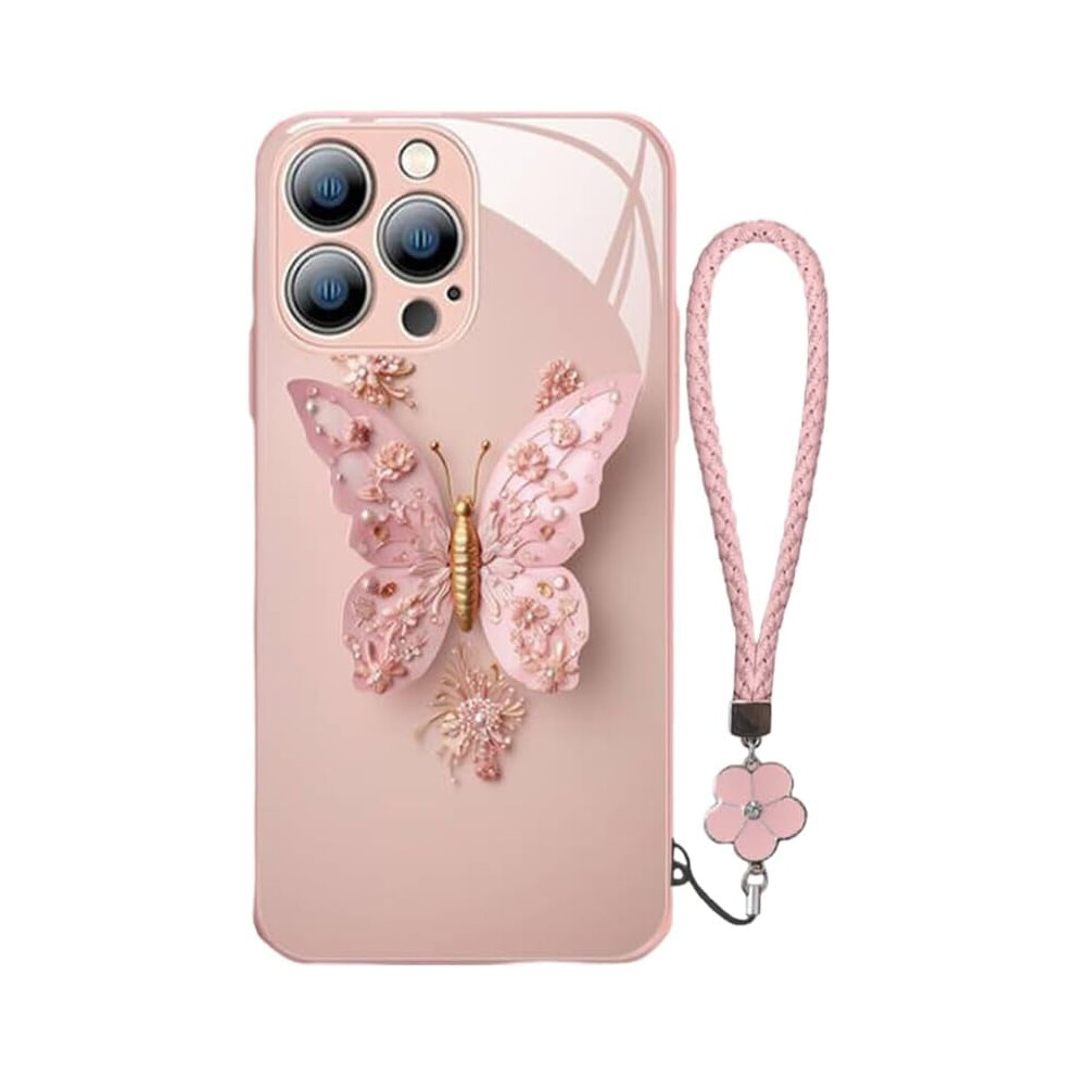 Iphone 13 Case Tempered Glass Butterfly Pattern Pink 937196934744