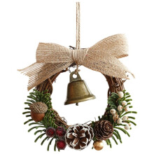 Laços de guirlanda de Natal com sinos – Decoração para árvore de Natal, armário e festa