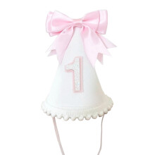 Stylish Baby Birthday Hat Headgear Lovely Bowknot Charm Feature Soft Fabric for Ages 1 Year Kids