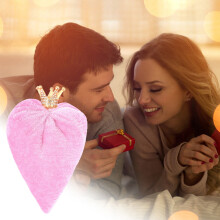Décoration de cœur pour la Saint-Valentin - Ornement en velours en forme de cœur pour bureau ou étagère - Centre de table décoratif pour une
