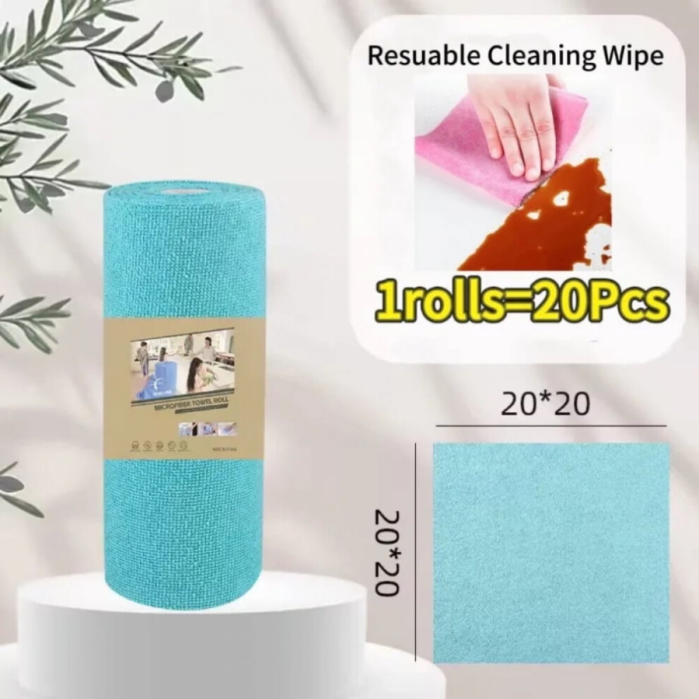 Reusable Cleaning Wipe Household Kitchen Cloth Microfiber Towel Rolls Dish Rags Wash Paper Towel Replacement 1 Roll Of 20 Sheets 9329345359804