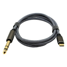Cabo adaptador USB-C macho para 6,5 mm macho, preto, trançado em nylon, para celulares e tablets, 1 m a 8,0 m