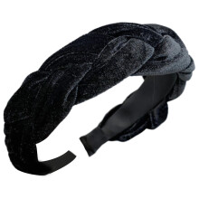 Élégant bandeau vintage tressé en peluche, large bandeau, accessoire de coiffure confortable pour femme.