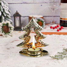 Gouden ijzeren kerstkaarsenstandaardset met ster en sneeuwvlok (2 stuks)