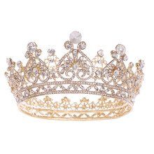 1Pc Golden Bride Crown Wedding Headdress with Sparkling Crystal for Elegant Bridal Hair Decor