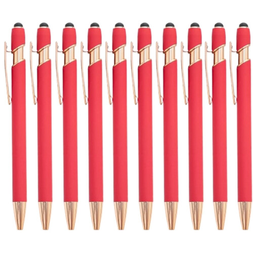 Στυλό Rose Gold Ballpoint Pack των 12 με γραφίδα, μεταλλικά στυλό λείας γραφής 1,0 mm,