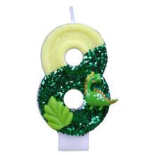Number 8 Birthday Candle,Green Sequin Candle Number Candle,3D Animal Cake Topper Candle for Birthday Party Decorations