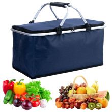30L Thermal Picnics Bag with Padded Handles Foldable Container Waterproof Shopping Basket for Convenient Travel Use