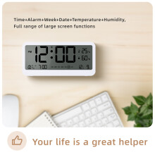 8001-EN LED Clock 13.66.33.4 cm Black/White