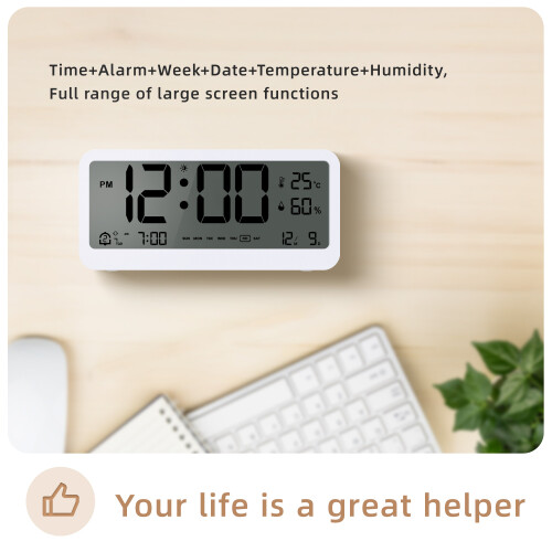 8001-EN LED Clock 13.66.33.4 cm Black/White