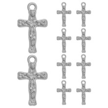10Pcs Silver Stainless Steel Cross Pendants for Bracelet and Earring