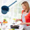 Blue Household Plastic Water Ladle Long Handle Thick Bathing Scoop 7