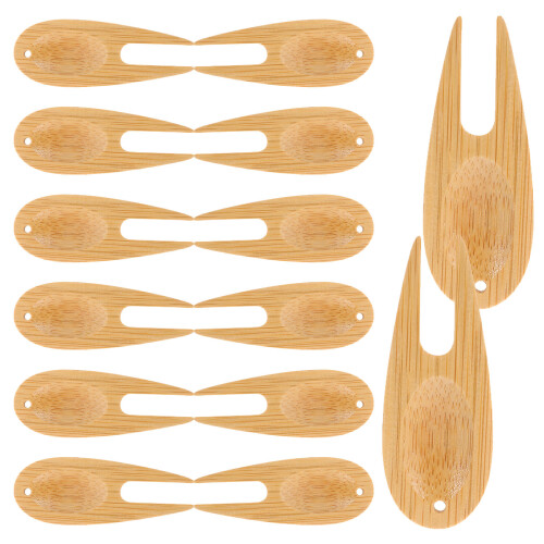 15Pcs Portable Bamboo Golfs Divot Forks Khaki Golfing Divot Tools 2