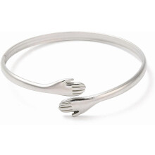 Pulseira de aço inoxidável 304 com fecho duplo aberto para mulheres – Compatível com confecção de joias DIY, diâmetro interno de 5,2 cm (2")