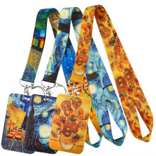 Lanière avec porte-cartes, polyester, 2,5 x 45 cm, lot de 3