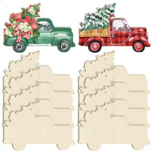 10 grote houten kerstornamenten om zelf te maken – blanco vrachtwagenuitstansingen om te beschilderen, geschikt voor kerst- en feestknutselwerkjes.