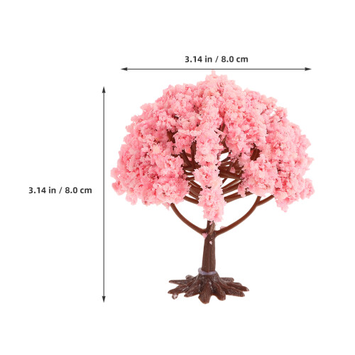6Pcs Miniature Pink Cherry Blossom Tree Artificial Decor for Crafts 2