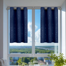 Fade Resistant Window Curtains Blackout 39.3x51.1 Inch Blue Decor Art Deco Polyester Tab Top Curtain Sets for Living Room Windows