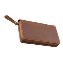 Étui en cuir pour carnet avec fermeture éclair et 3 emplacements pour stylos, compatible avec les carnets, agendas et journaux de format 18,5 x 9