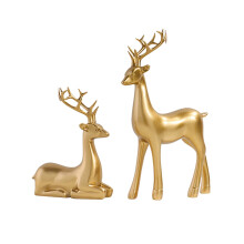 Conjunto de 2 estatuetas clássicas de rena em resina preta, estilo alce, para decoração de Natal em ambientes internos, como sala de estar,