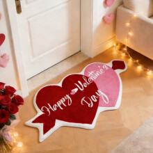 Tappeti decorativi a forma di cuore per San Valentino, con scritta "Amore" in corsivo, zerbino morbido e assorbente, decorazione per l'ingresso di