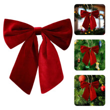 Grote rode kerststrik voor boom, buiten, krans, hek, reling, trap, openhaarddecoratie (36x34x2,5cm)