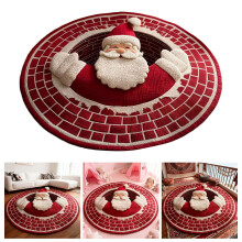 Tapete de Natal de 60 cm – Tapete redondo 3D com Papai Noel, tapete decorativo acolchoado, antiderrapante, ideal para casa e festas.
