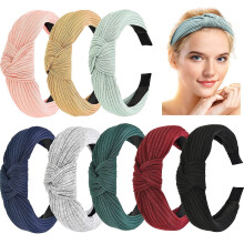 8er-Pack geknotete Stirnbänder für Damen, breite, schlichte Turban-Stirnbänder, trendige Haaraccessoires mit Knoten, Stirnbänder für