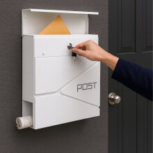 Postbox with Newspaper Slot - Matte Black Steel