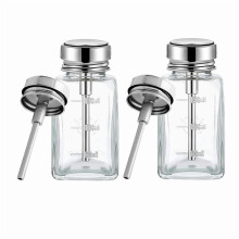 2 phíosa Buidéal Dáileora Caidéil Glan 180ml le Clúdach Smeach Miotalach Buidéal Dáileora Gloine Brúigh Síos, 2x Buidéal Dáileora