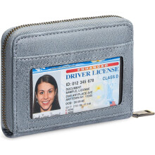 Credit Card Holder Wallet RFID Blocking Leather Small Wallet for Women with Wristlet