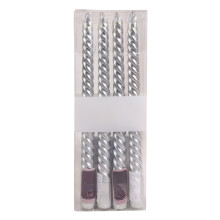 4pcs 10inch Spiral Tapered Candles Tall Candle for Christmas Valentine's Day Dinner Party Brithday Wedding Home Decoration(Silver)