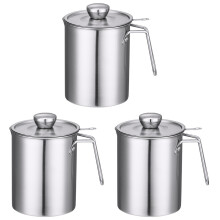 3St Vetfilter Pot Met Handvat Roestvrij Staal Voor Frituurolie