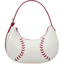 Geantă de umăr din piele cu formă de baseball, geantă de mână cu fermoar pentru femei, geantă de umăr retro de mare capacitate, geantă de