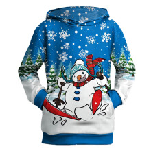 Trui met lange mouwen voor kinderen, peuters, jongens en meisjes, met cartoon sneeuwpoppenprint, warme hoodie met ronde hals, zachte top.