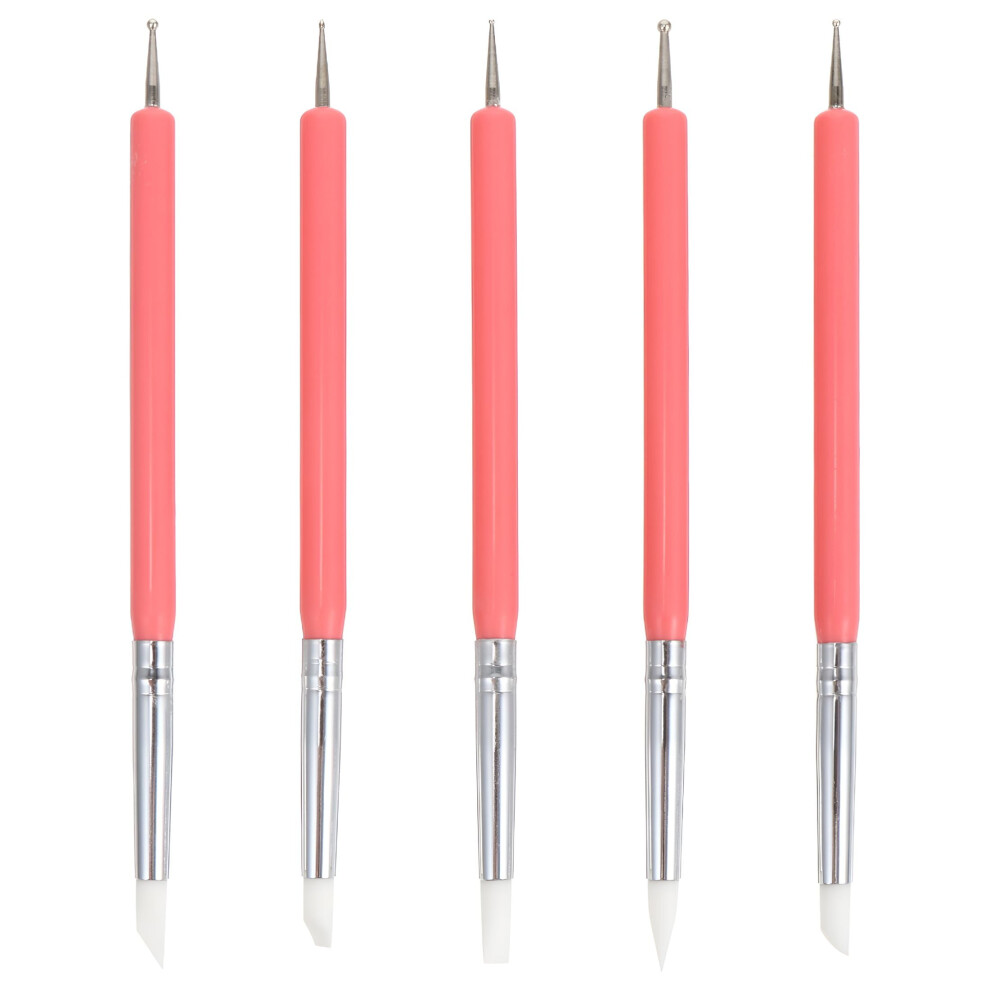 5Pcs Nail Art Dotting Tools Silicone Brush UV Gel Dotting Drawing Pen