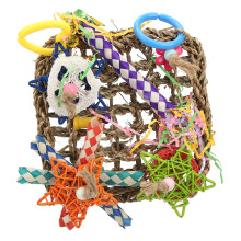 Colorful Bird Hammock Mat with Chew Toys, Special Handmade Bird Toy Set for Parrot Play and Cage Decoration, Easy to Hang Inside Any Cage