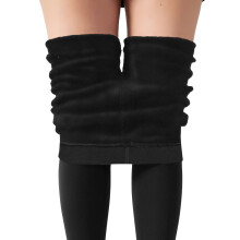 Dameslegging met voetjes, ondoorzichtige panty met pluizige voering, effen kleur, warme, nauwsluitende broek, veelzijdige broek voor de herfst en