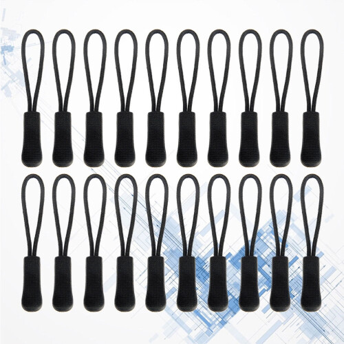 Black Zipper Extension Pull Head Rope 50 pcs