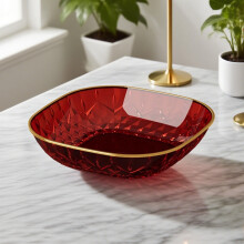 Assiettes plates et coupes à fruits en acrylique transparent, incassables – Compatibles avec Aestivo | Rouge