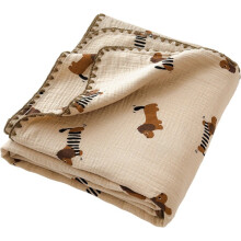 Cotton Blanket Cartoon Style Dachshund Blanket for Bed Sofa Throw Blankets Double-layer Gauze Blankets
